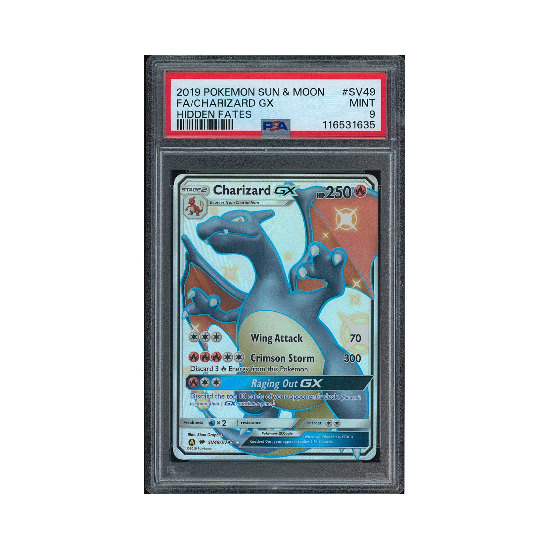 shining charizard gx pokemon card 2019 Pokemon Sun & Moon Hidden Fates Charizard GX #SV49 PSA 9 – Common Lands
