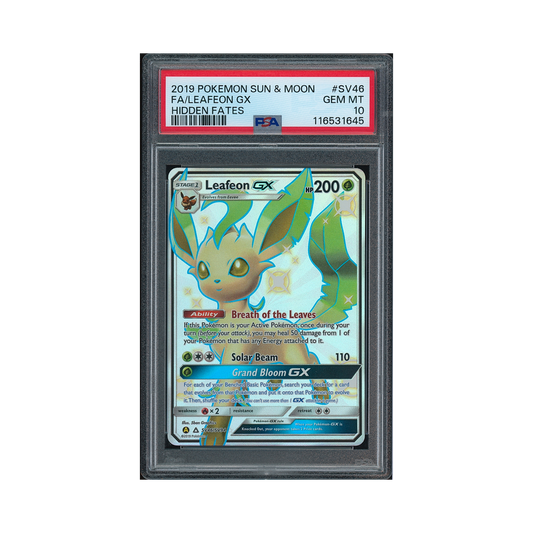 2019 Pokemon Sun & Moon Hidden Fates Leafeon GX #SV46 PSA 10