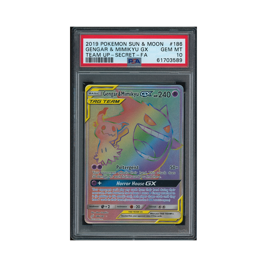 2019 Pokemon Sun & Moon Team Up Gengar & Mimikyu GX #186 PSA 10