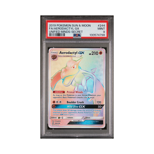 2019 Pokemon Sun & Moon Unified Minds Aerodactyl GX #244 PSA 9