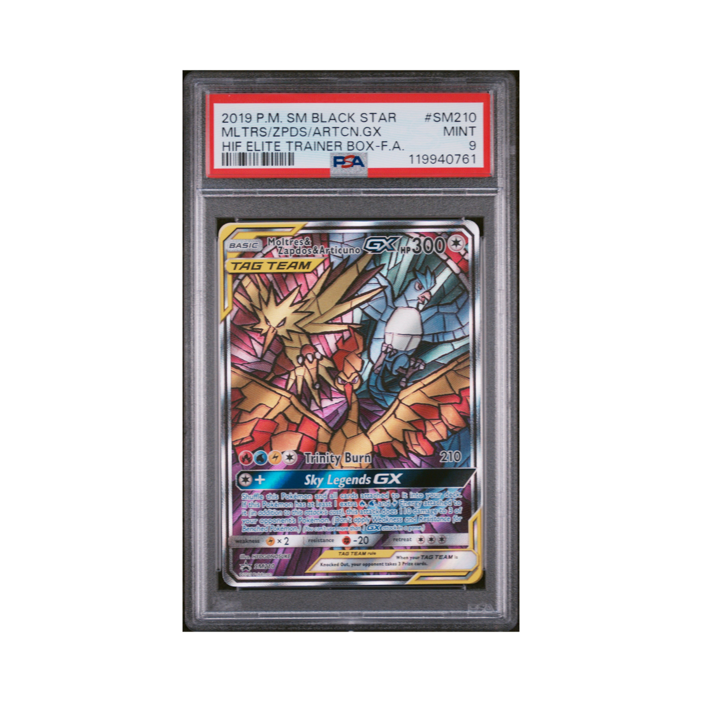 2019 Pokemon SM Black Star Promo Moltres & Zapdos & Articuno GX #SM210 PSA 9