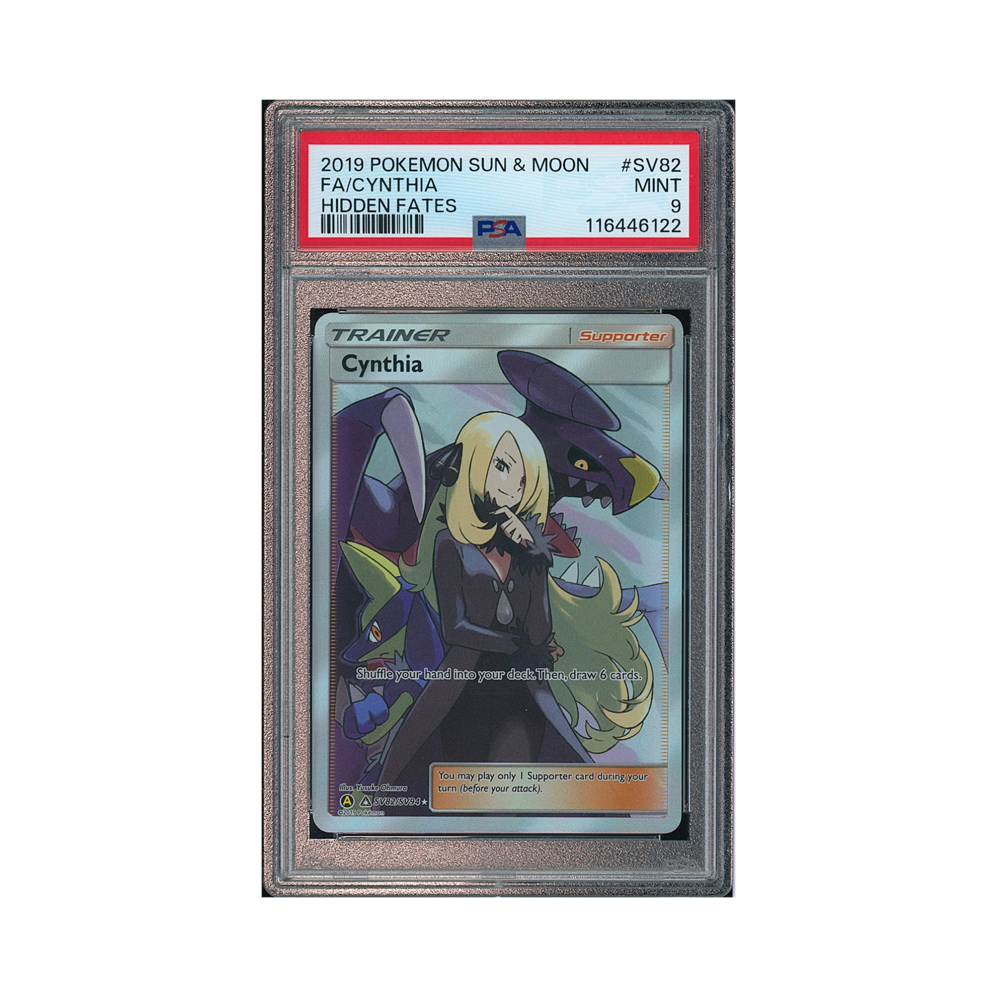 2019 Pokemon Sun & Moon Hidden Fates Cynthia #SV82 PSA 9