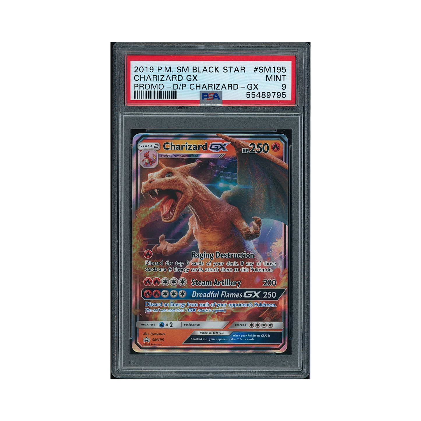 2019 Pokemon SM Black Star Promo Charizard GX #SM195 PSA 9 – Common Lands