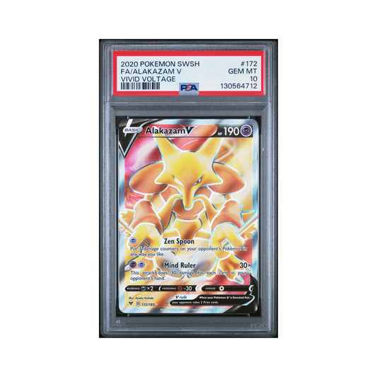 2020 Pokemon Sword & Shield Vivid Voltage Alakazam V #172 PSA 10