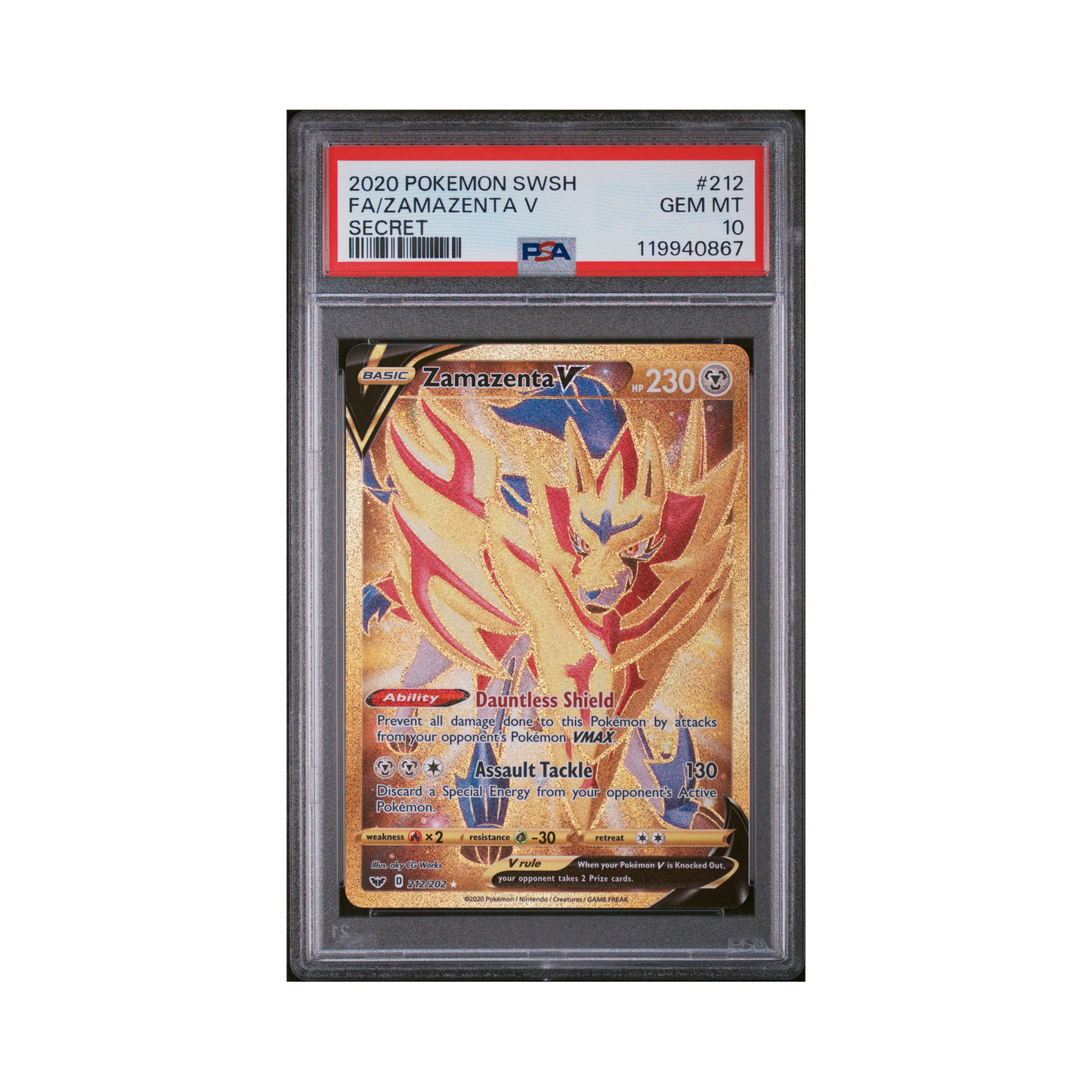 2020 Pokemon Sword & Shield Zamazenta V #212 PSA 10