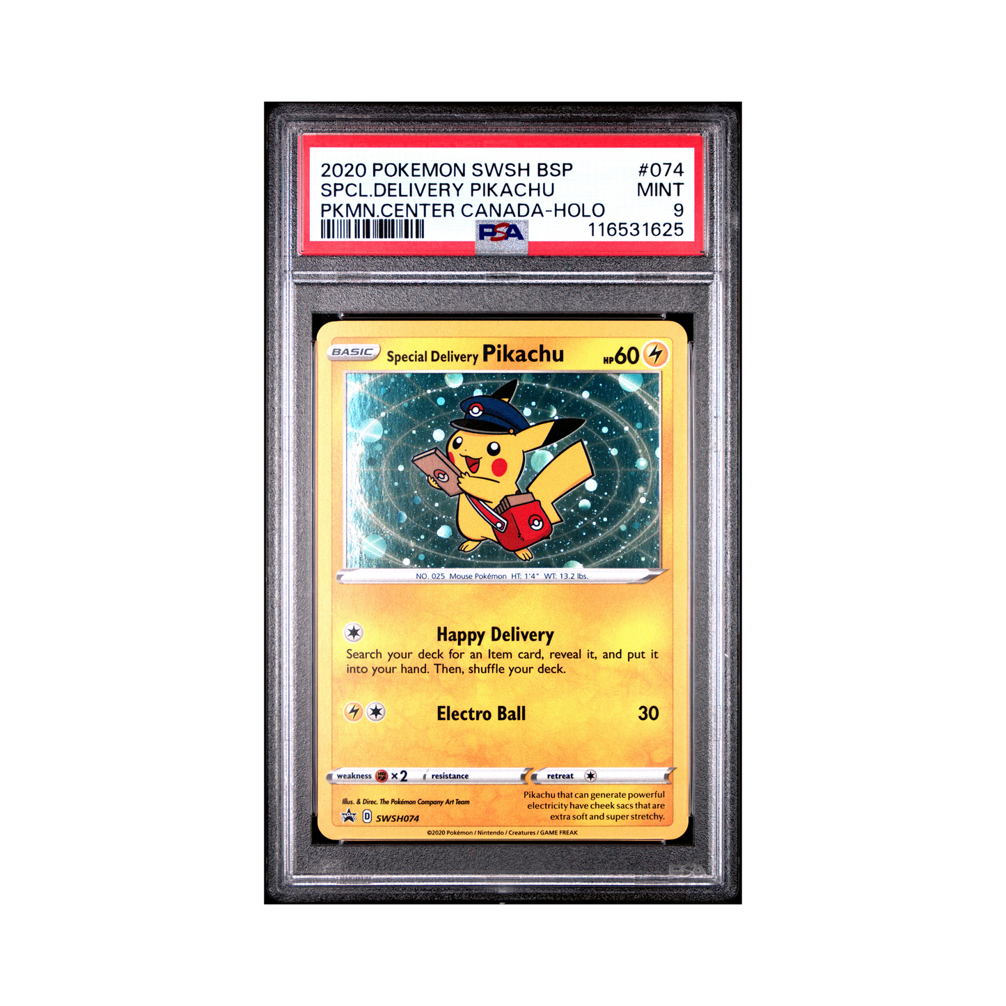 2020 Pokemon SWSH Black Star Promo Special Delivery Pikachu #074 PSA 9