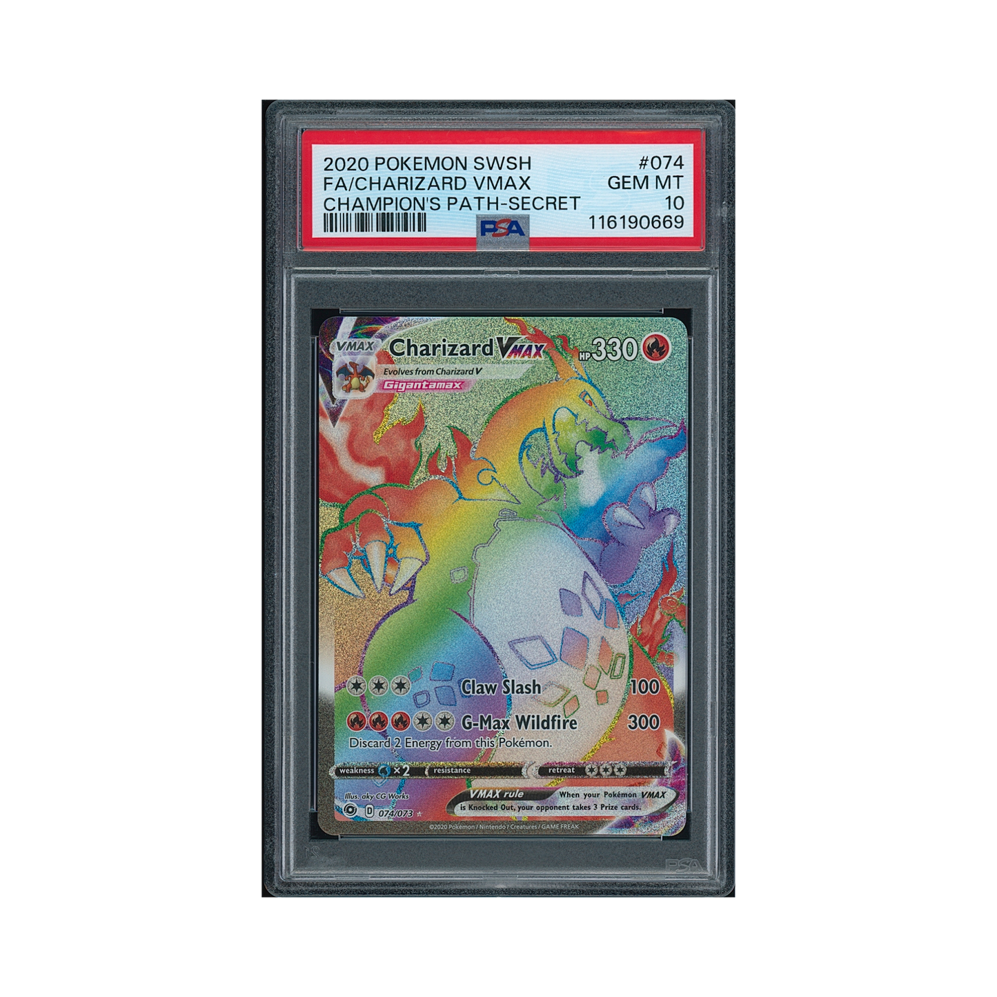 2020 Pokemon Sword & Shield Champion's Path Charizard VMAX #074 PSA 10