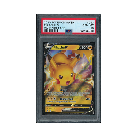 2020 Pokemon Sword & Shield Vivid Voltage Pikachu V #043 PSA 10