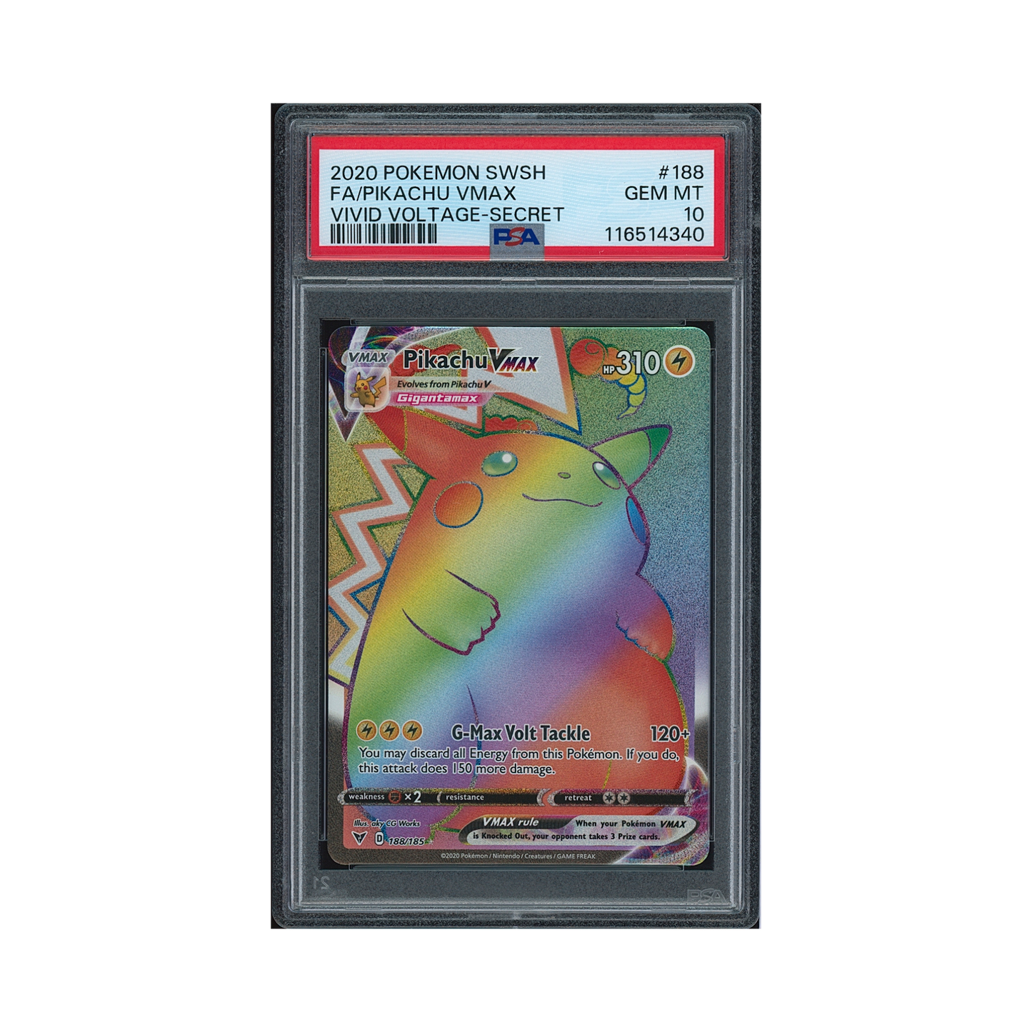2020 Pokemon Sword & Shield Vivid Voltage Secret Pikachu VMAX #188 PSA 10