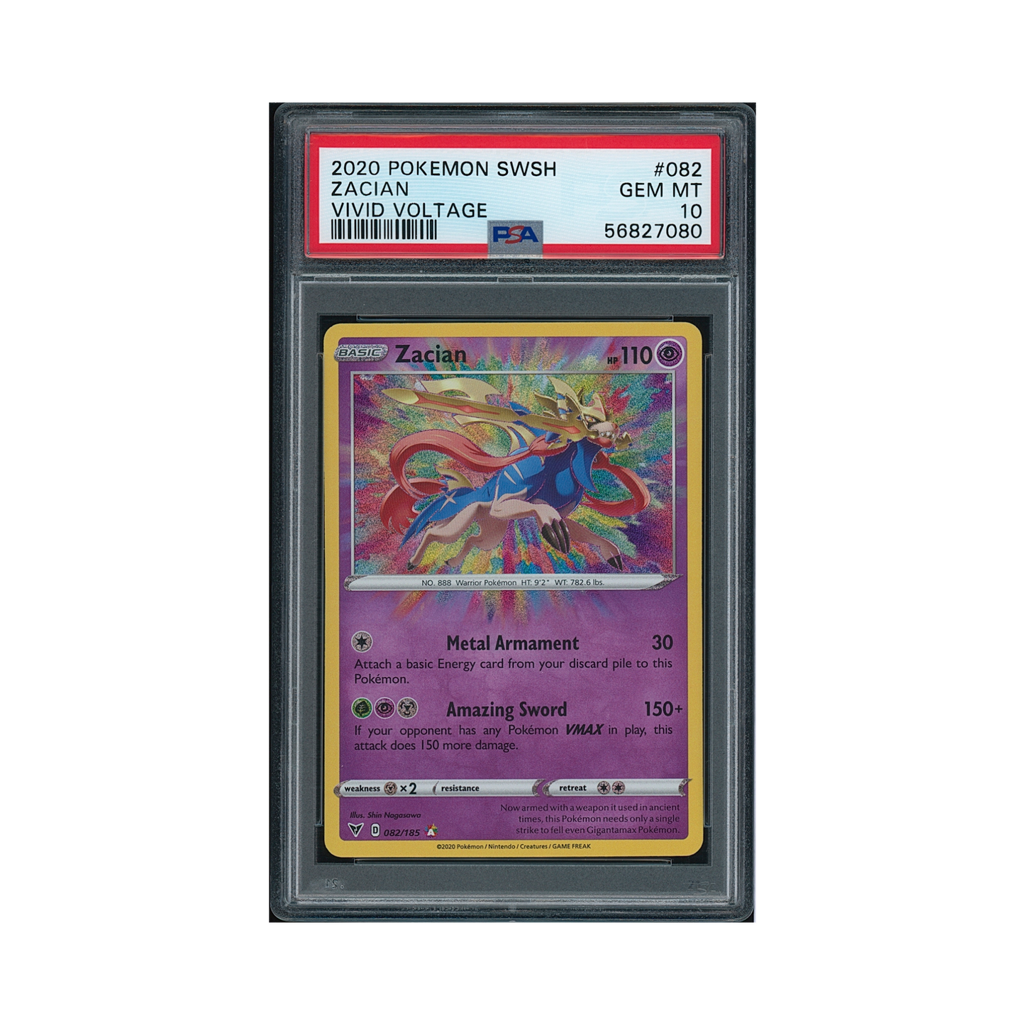 2020 Pokemon Sword & Shield Vivid Voltage Zacian #082 PSA 10