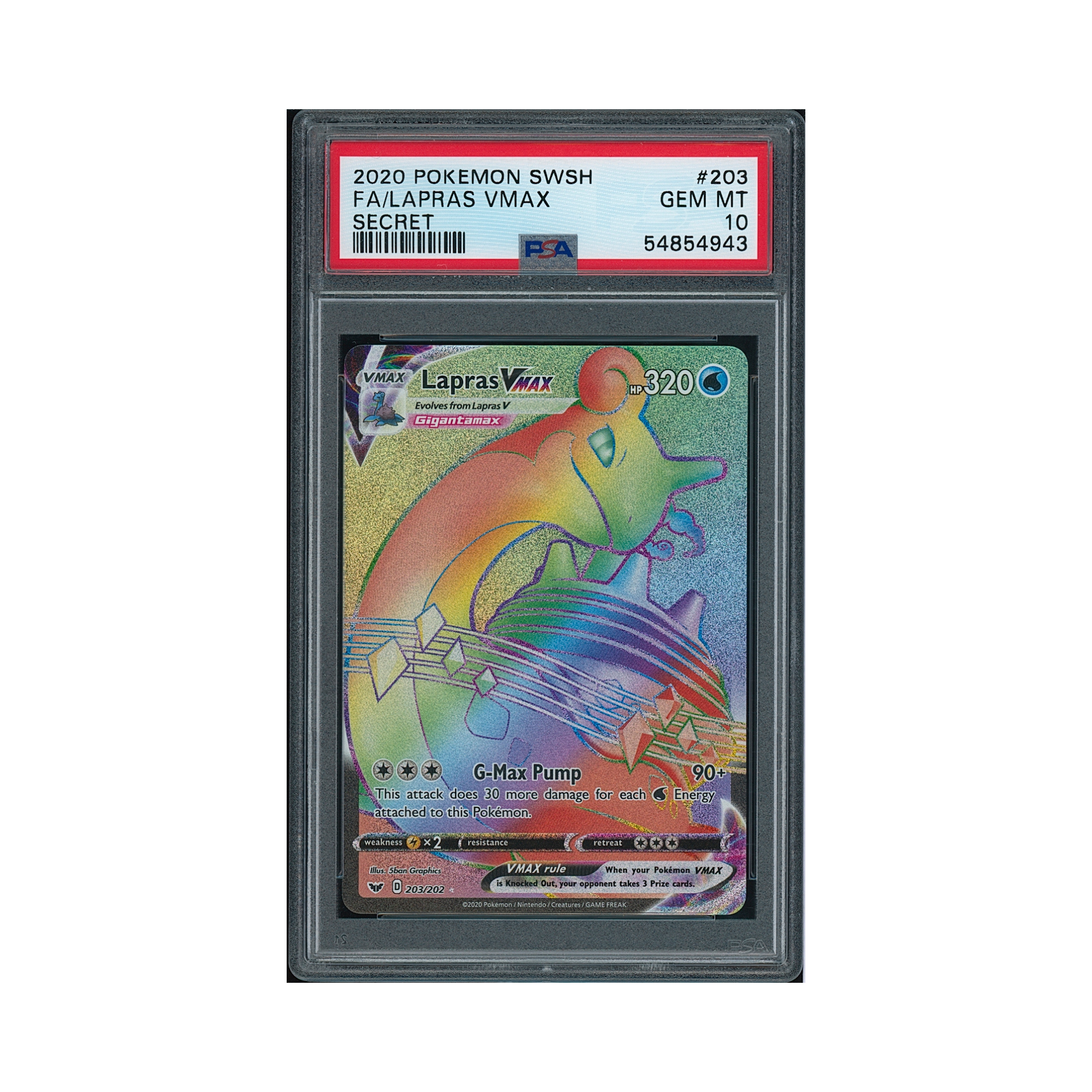 2020 Pokemon Sword & Shield Lapras VMAX #203 PSA 10 – Common Lands