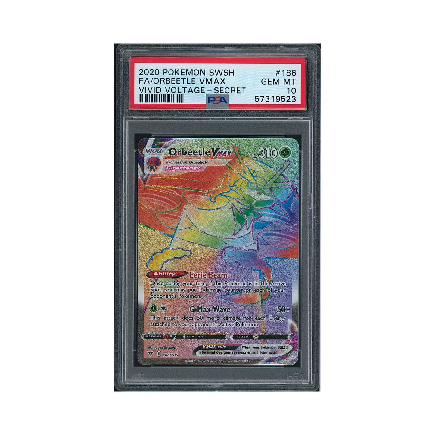 2020 Pokemon Sword & Shield Vivid Voltage Orbeetle VMAX #186 PSA 10