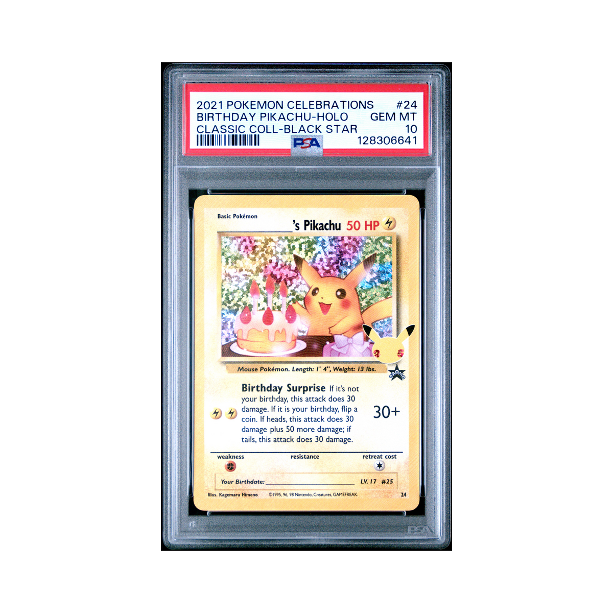 2021 Pokemon Celebrations Classic Collection Birthday Pikachu #24 PSA 10