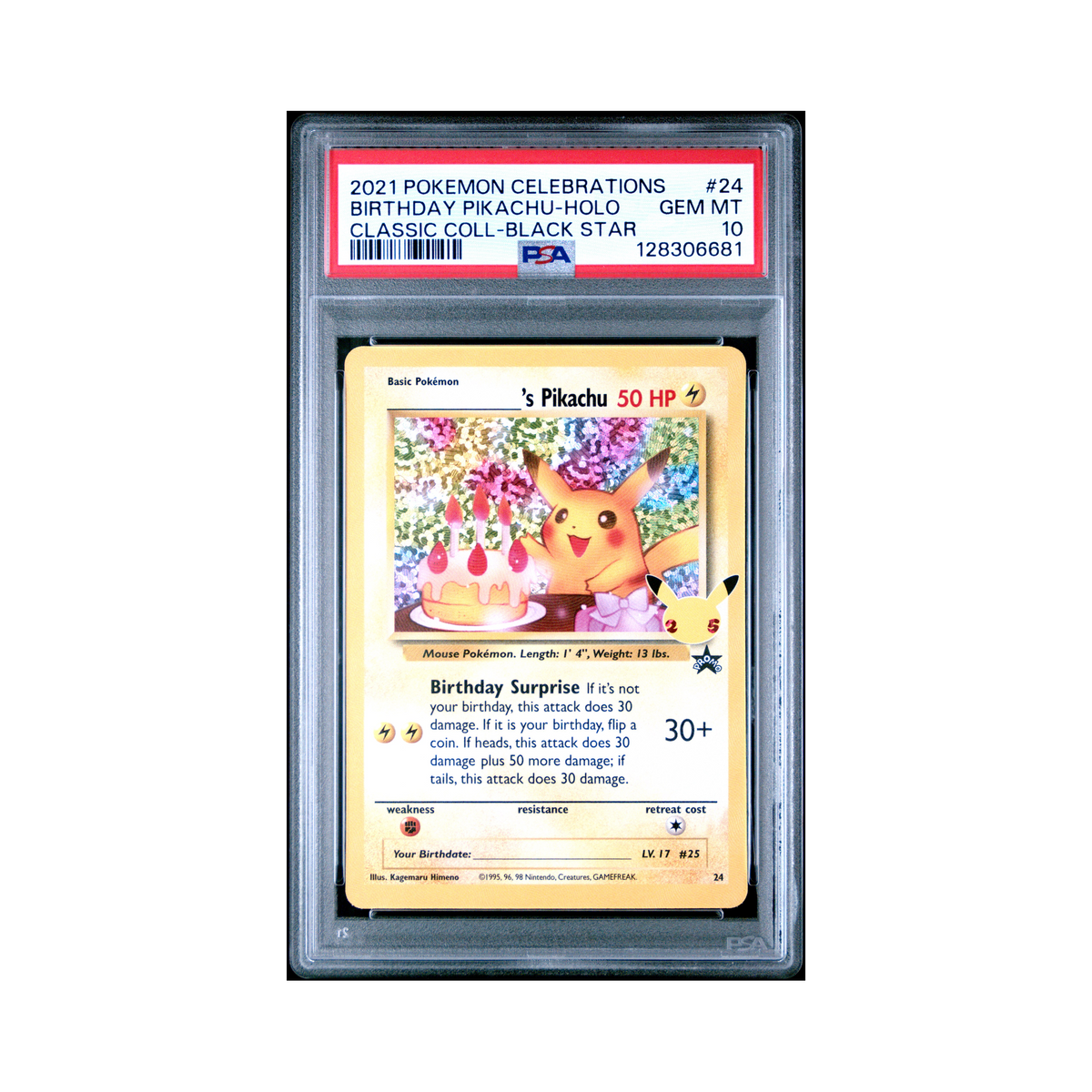 2021 Pokemon Celebrations Classic Collection Birthday Pikachu #24 PSA 10