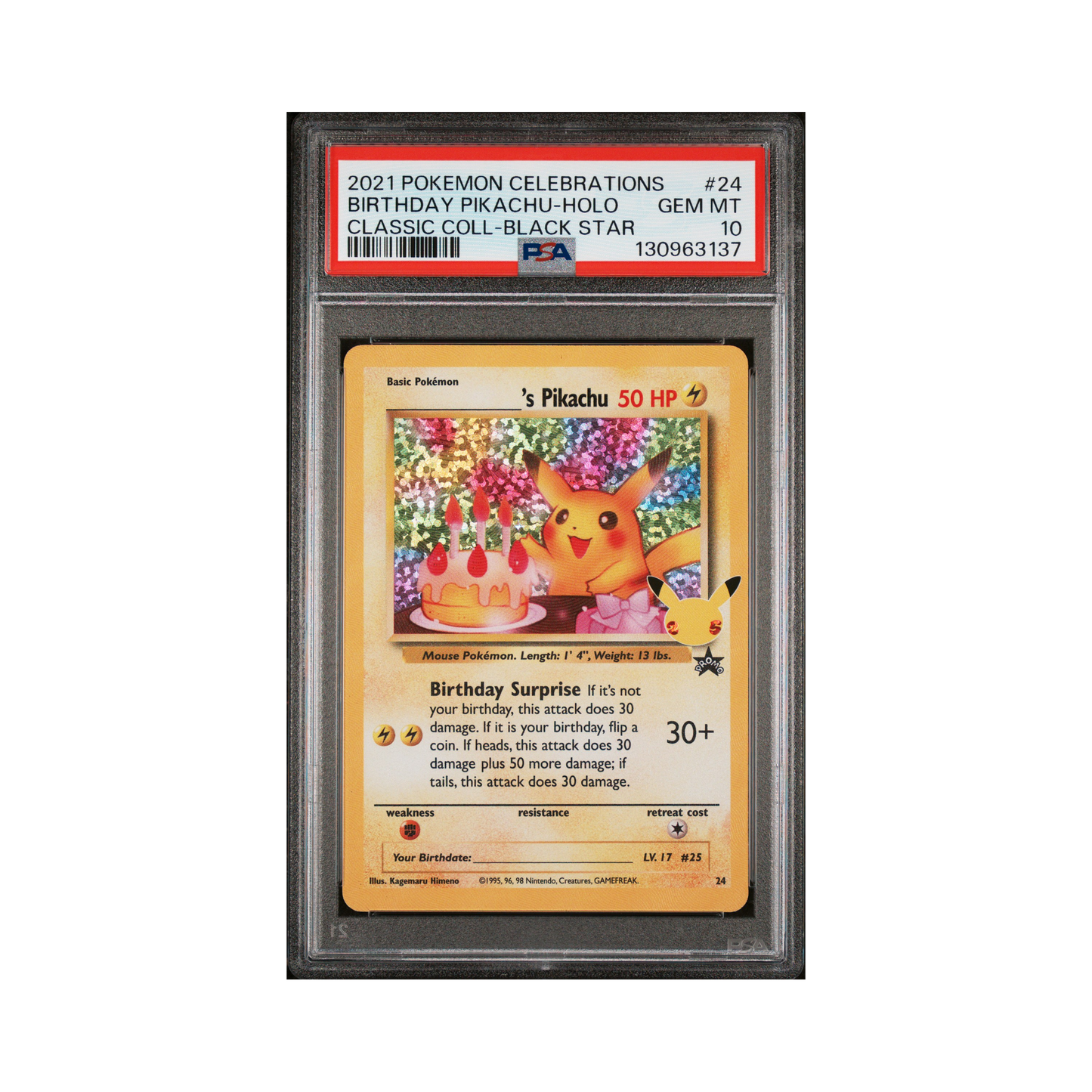 2021 Pokemon Celebrations: Classic Collection _____'s Pikachu #24 PSA 10