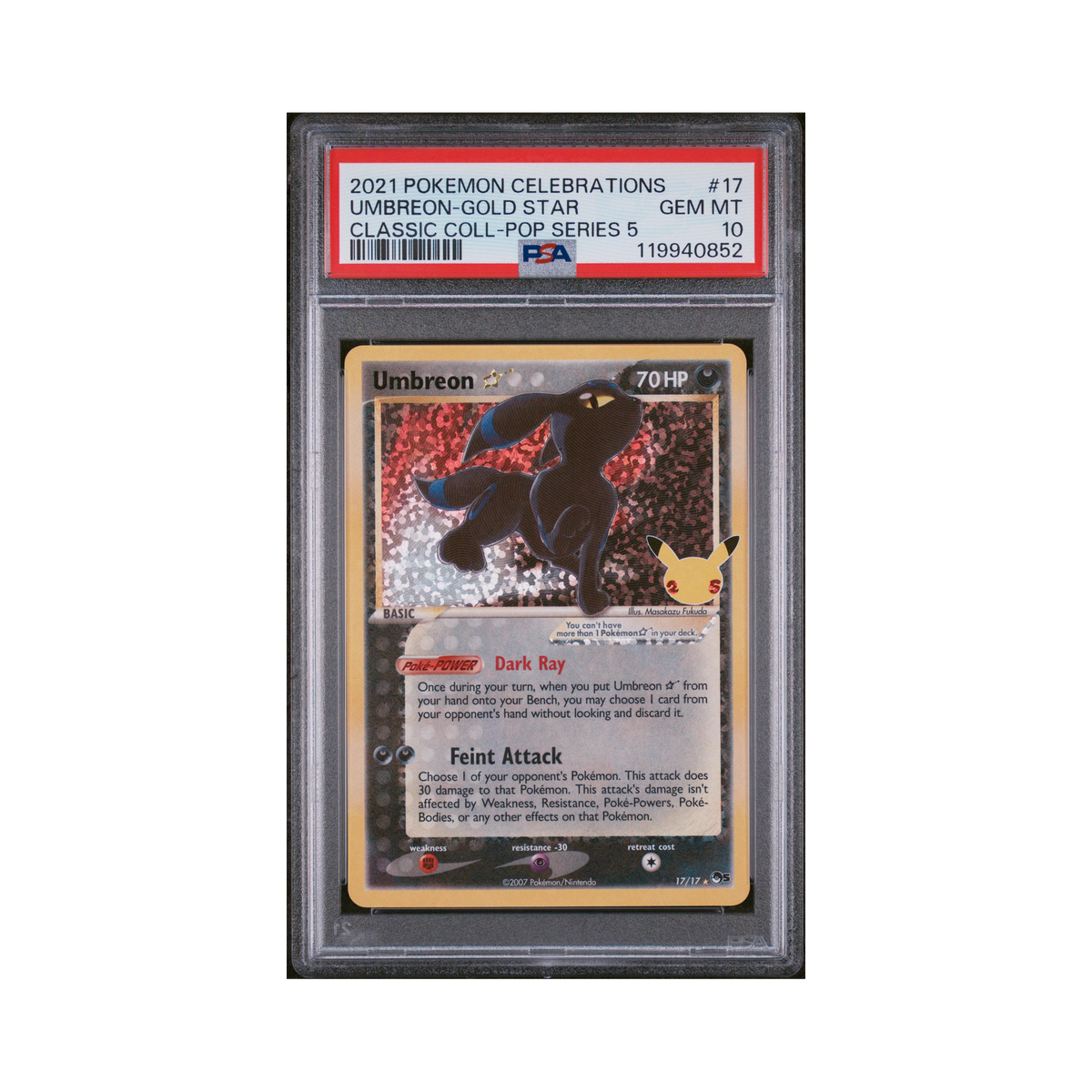 2021 Pokemon Celebrations Classic Collection Umbreon Star #17 PSA 10