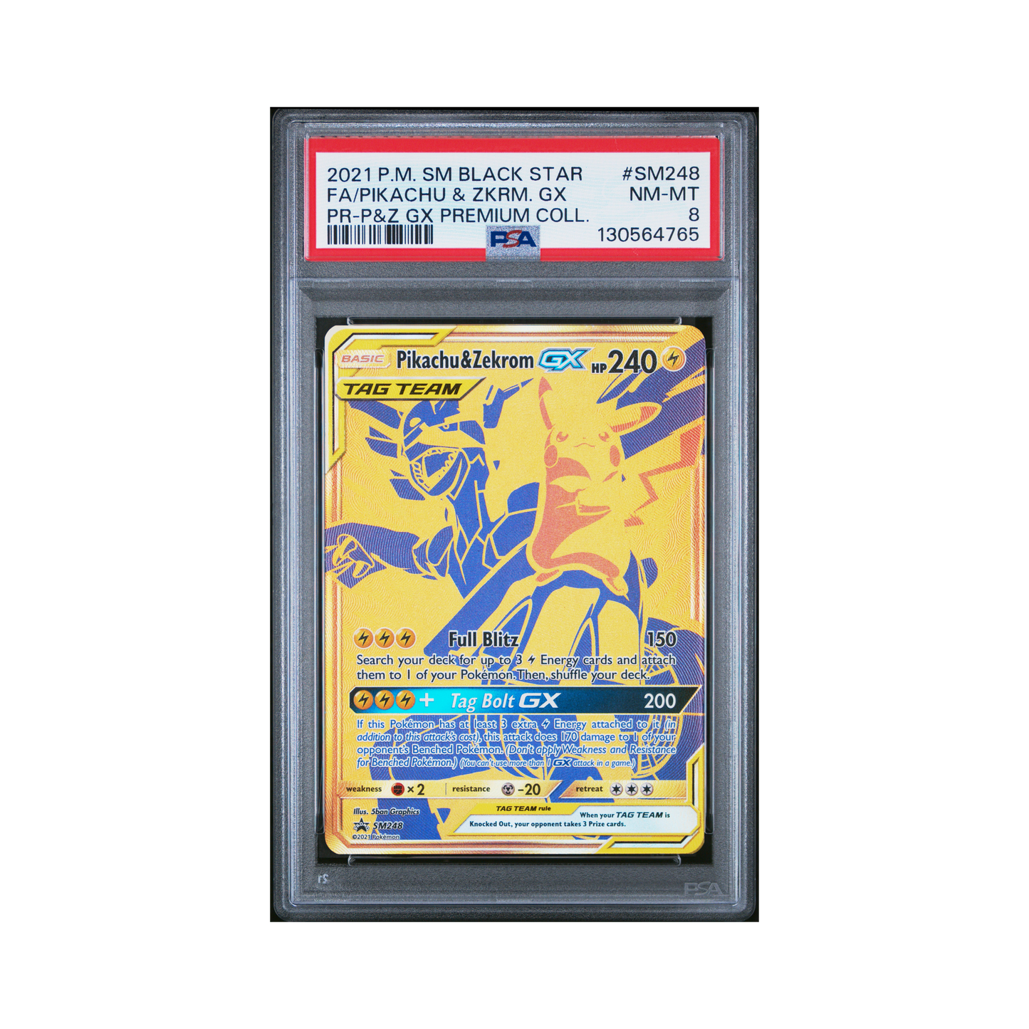 2021 Pokemon SM Black Star Promo Pikachu & Zkrm. GX #SM248 PSA 8