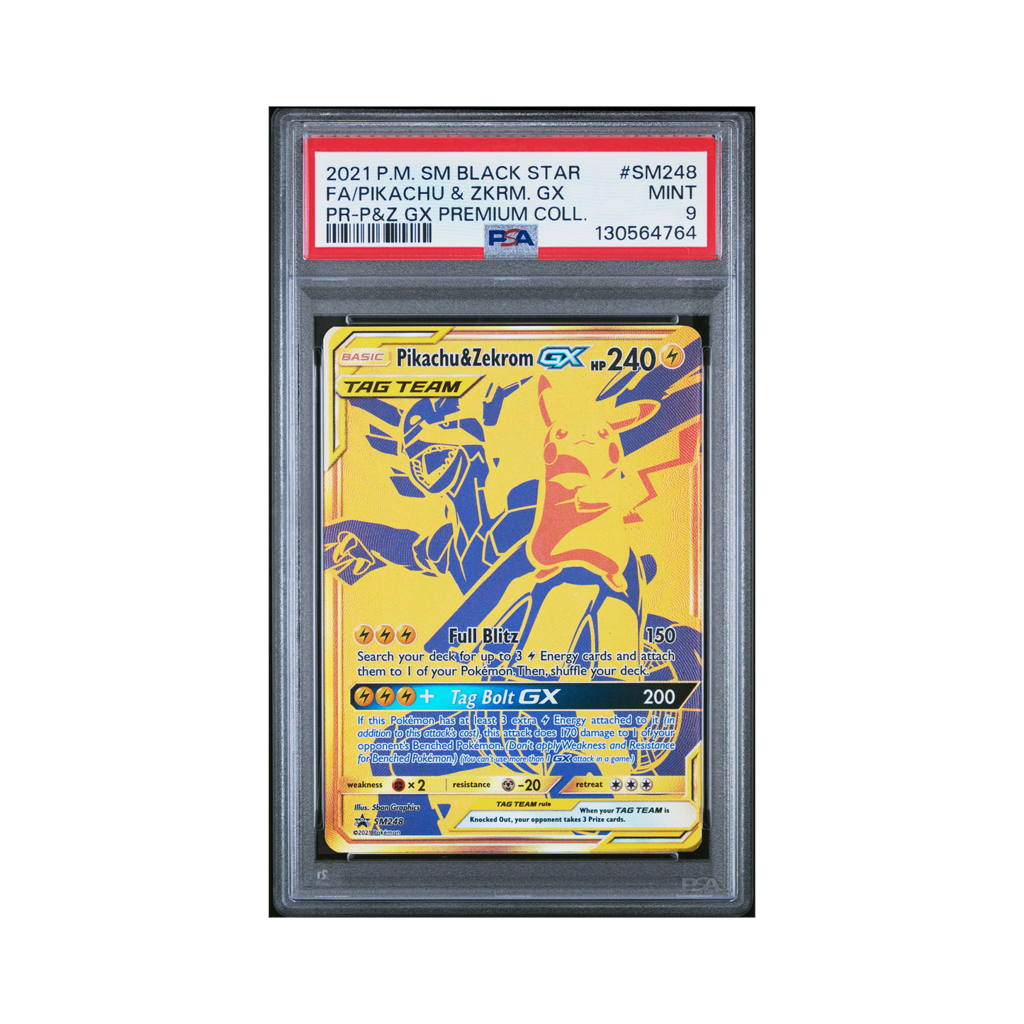 2021 Pokemon SM Black Star Promo Pikachu & Zkrm. GX #SM248 PSA 9