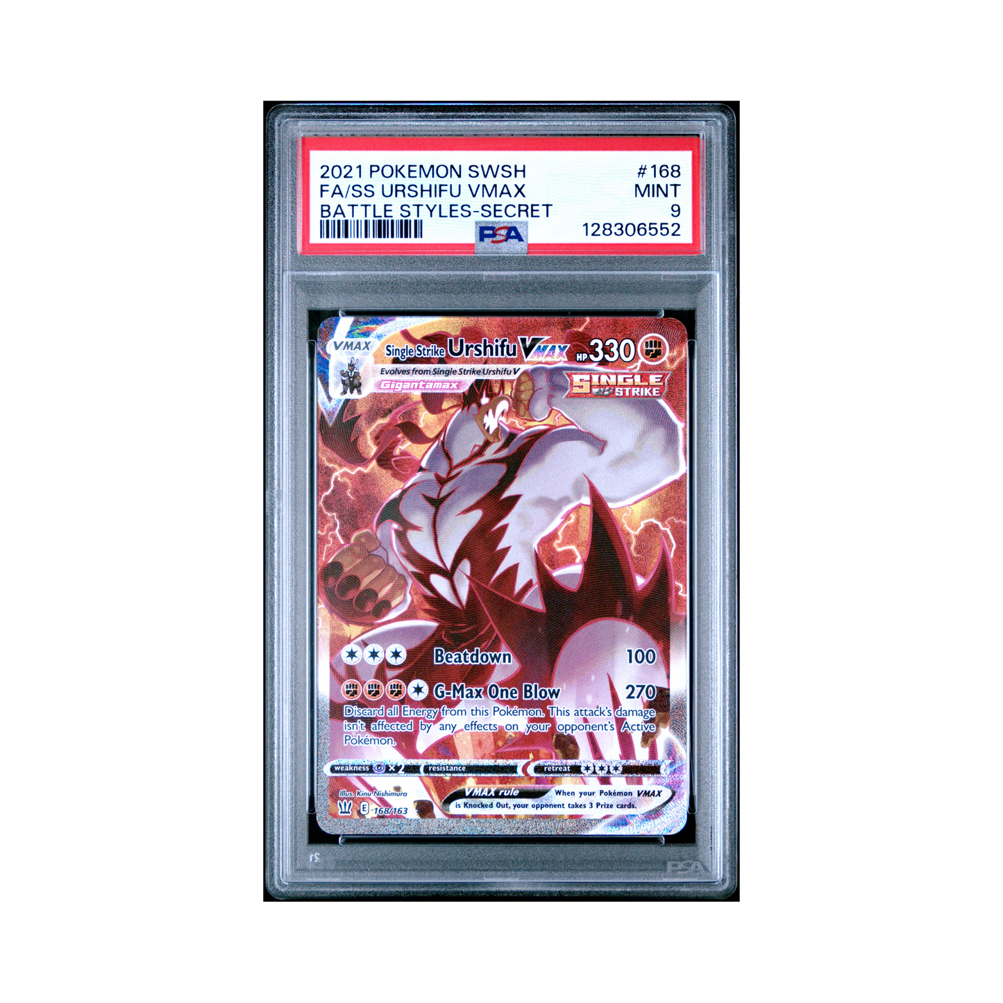 Single Strike Urshifu 2021 Pokemon Battle Styles Secret Rare #168 SGC Authenticated 10 Card