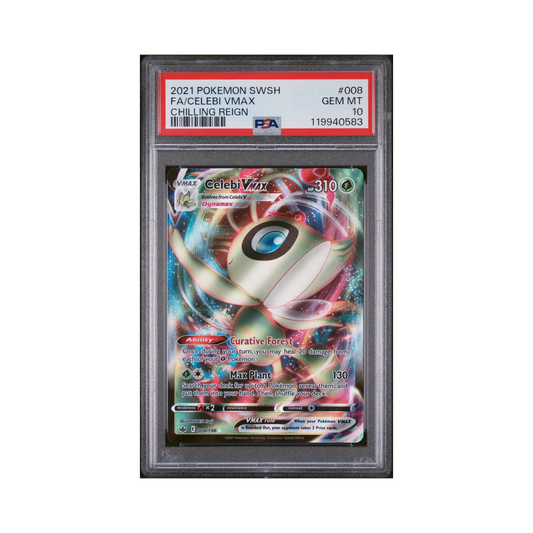 2021 Pokemon Sword & Shield Chilling Reign Celebi VMAX #008 PSA 10