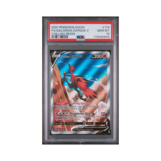 2021 Pokemon Sword & Shield Chilling Reign Galarian Zapdos V #174 PSA 10