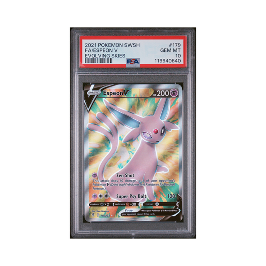 2021 Pokemon Sword & Shield Evolving Skies Espeon V #179 PSA 10