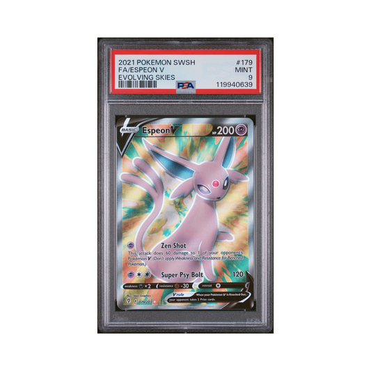 2021 Pokemon Sword & Shield Evolving Skies Espeon V #179 PSA 9