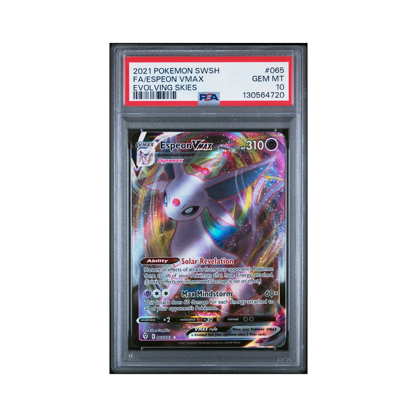 2021 Pokemon Sword & Shield Evolving Skies Espeon VMAX #065 PSA 10