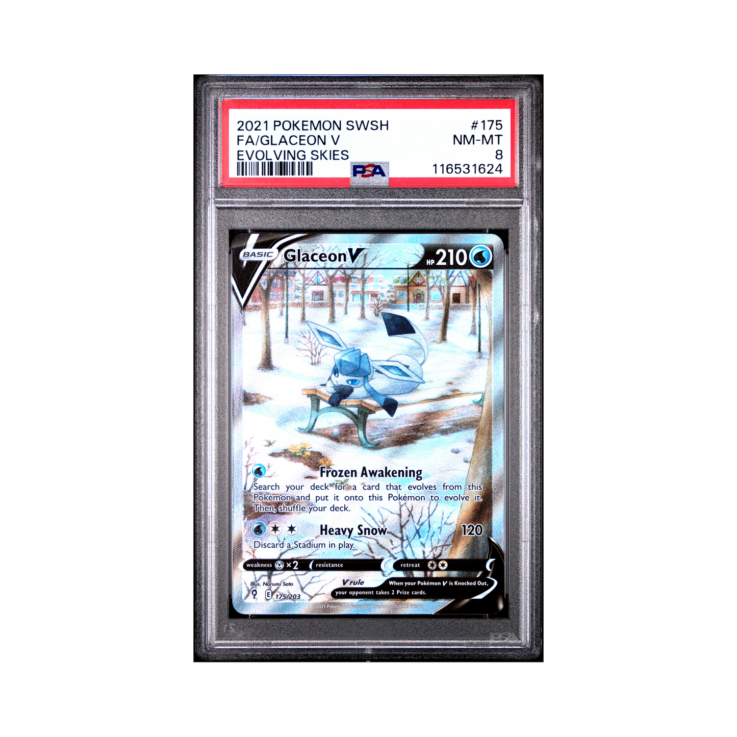 2021 Pokemon Sword & Shield Evolving Skies Glaceon V #175 PSA 8