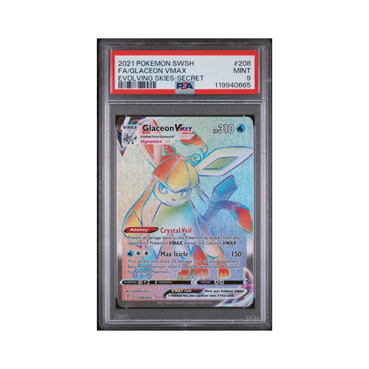 2021 Pokemon Sword & Shield Evolving Skies Glaceon VMAX #208 PSA 9