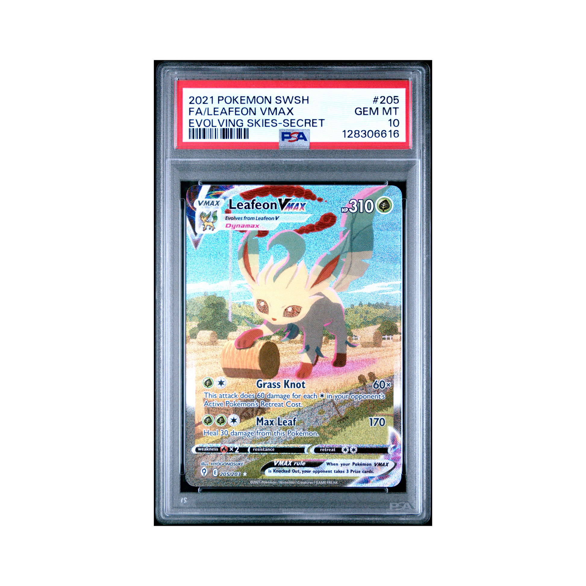 2021 Pokemon Sword & Shield Evolving Skies Leafeon VMAX #205 PSA 10 – Common Lands