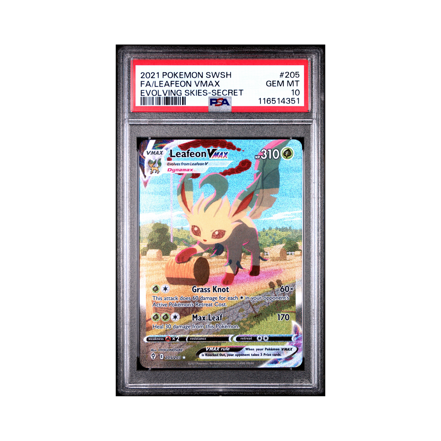 2021 Pokemon Sword & Shield Evolving Skies Leafeon VMAX #205 PSA 10