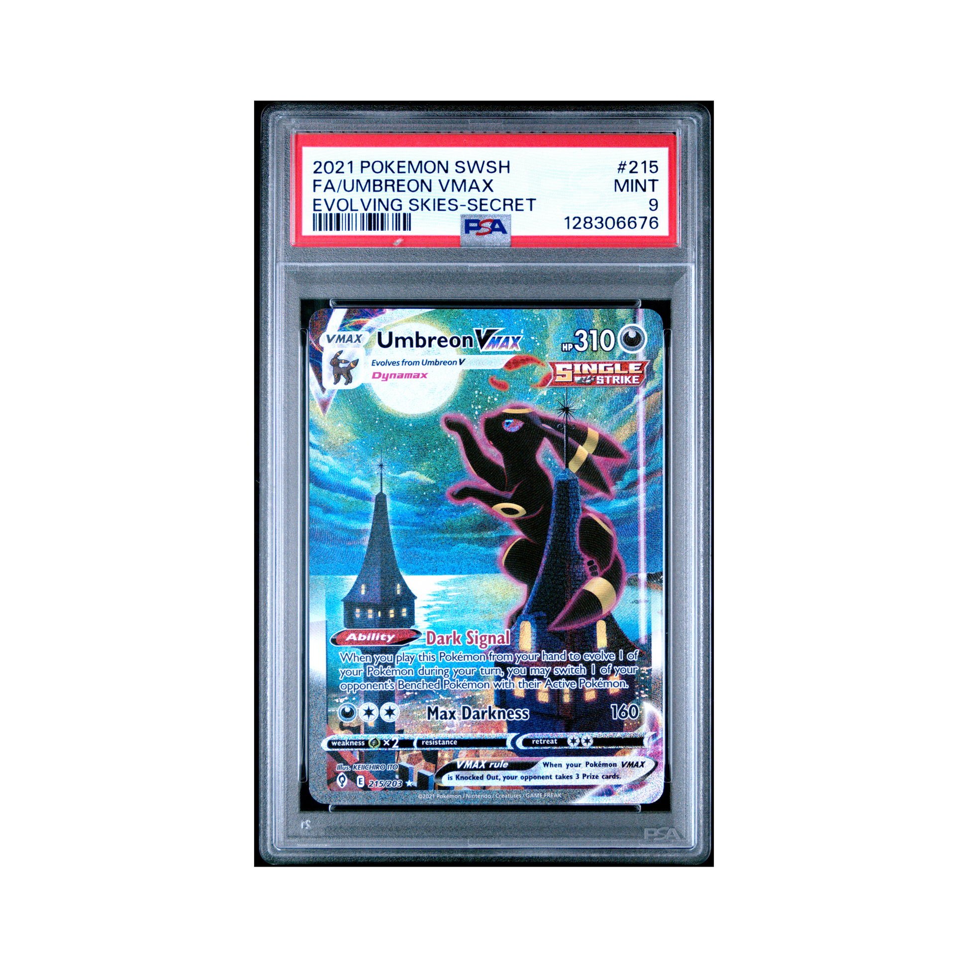 2021 Pokemon Sword & Shield Evolving Skies Umbreon VMAX #215 PSA 9 – Common Lands