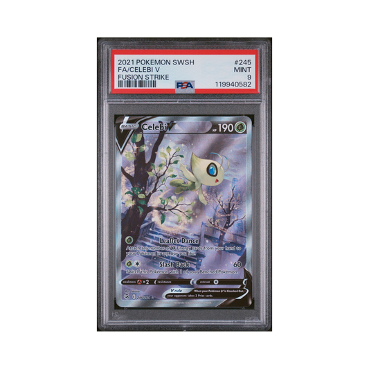 2021 Pokemon Sword & Shield Fusion Strike Celebi V #245 PSA 9