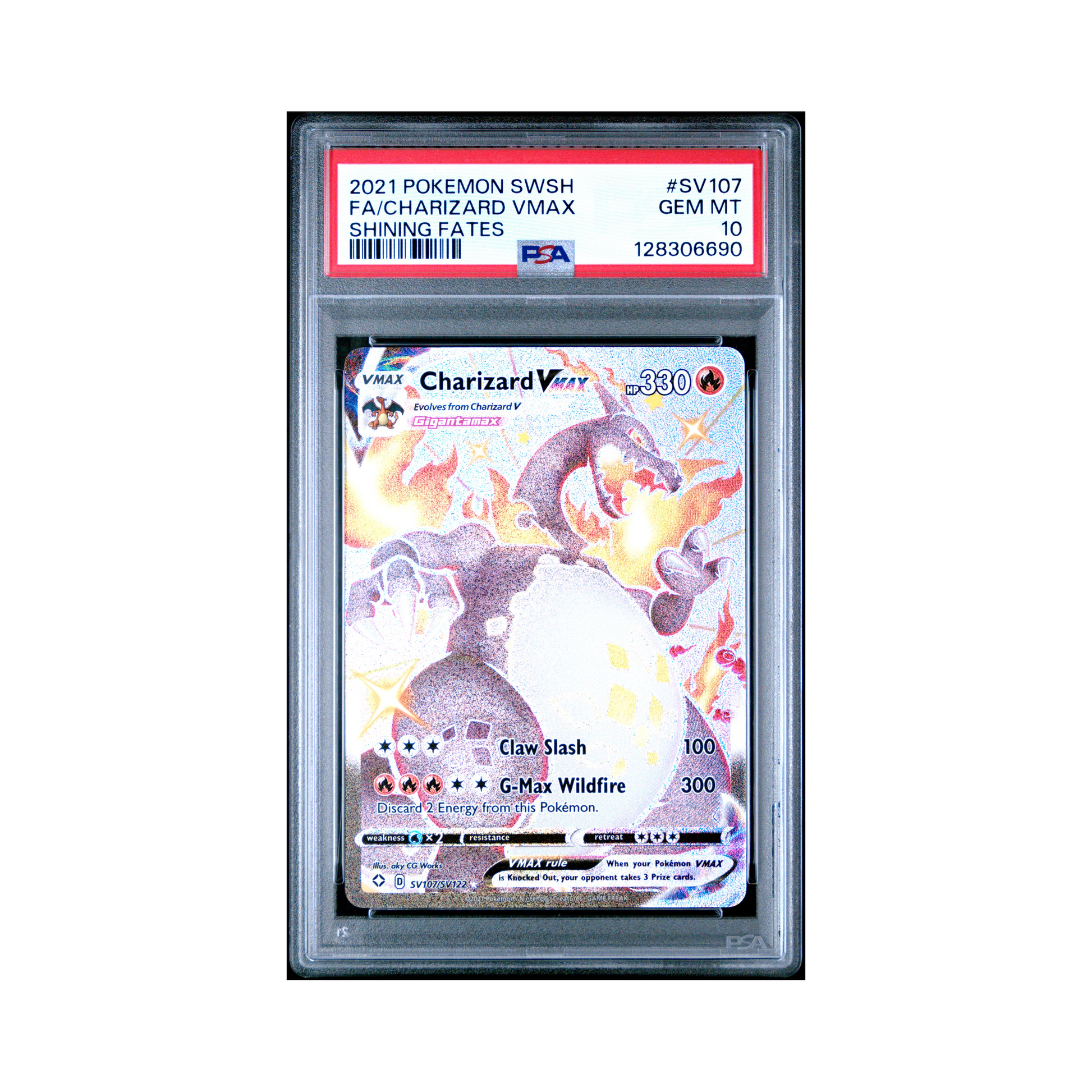 pokemon cards shiny charizard vmax 2021 Pokemon Sword & Shield Shining Fates Charizard VMAX #SV107 PSA 10 –  Common Lands