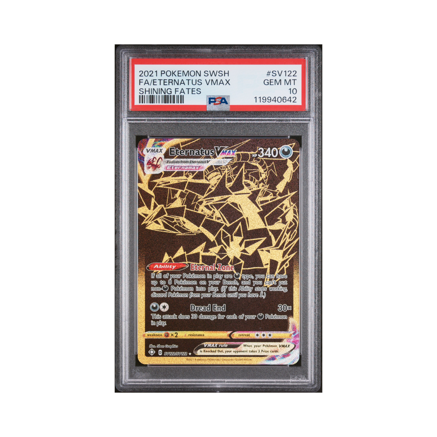 2021 Pokemon Sword & Shield Shining Fates Eternatus VMAX #SV122 PSA 10