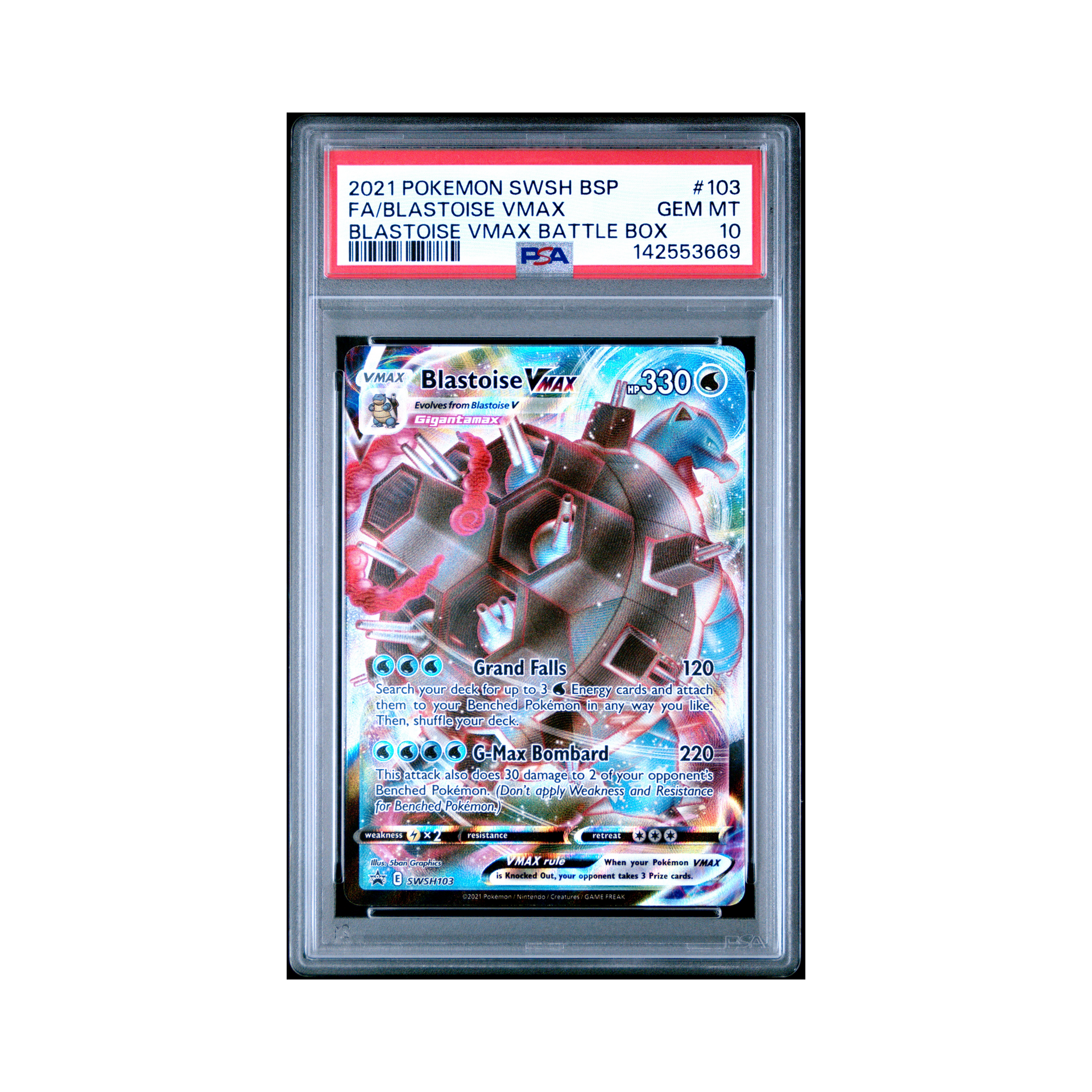 2021 Pokemon SWSH Black Star Promo Blastoise VMAX #103 PSA 10 – Common Lands