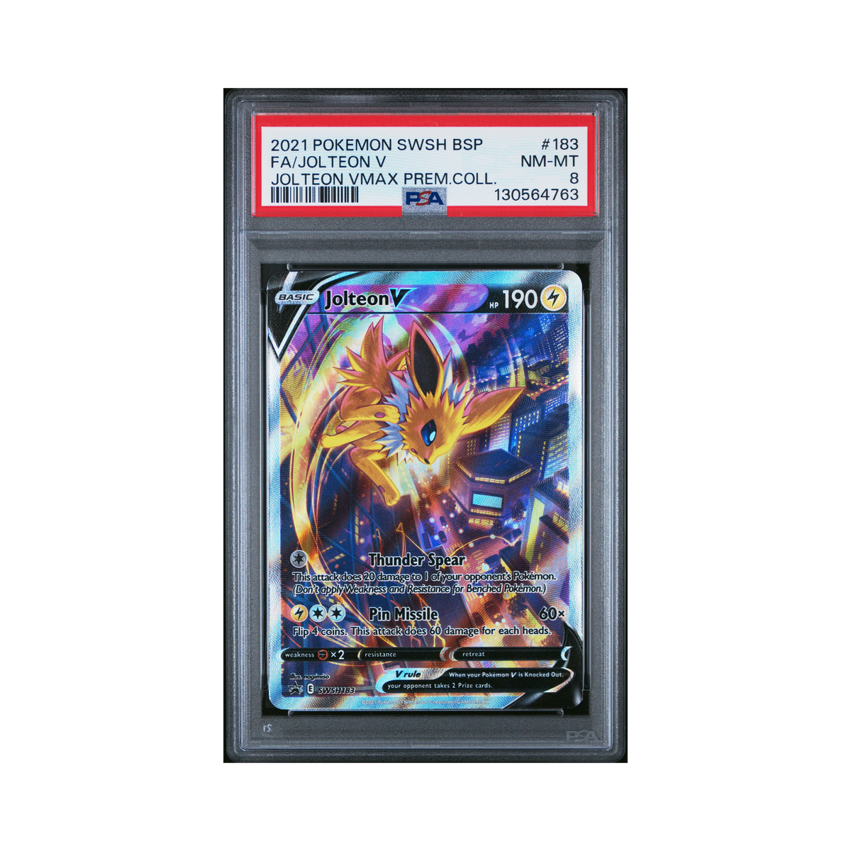2021 Pokemon SWSH Black Star Promo Jolteon V #183 PSA 8