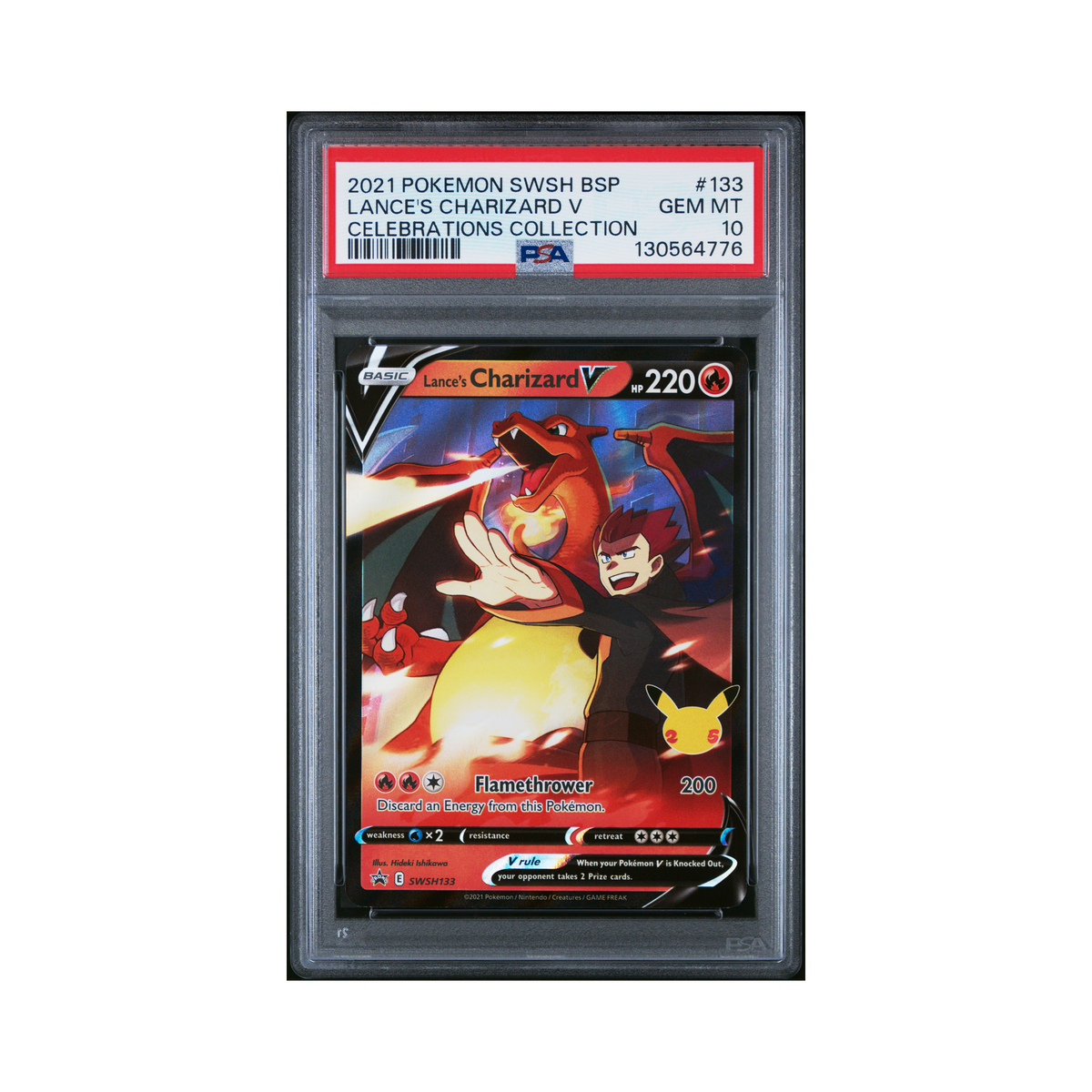 2021 Pokemon SWSH Black Star Promo Lance's Charizard V #133 PSA 10