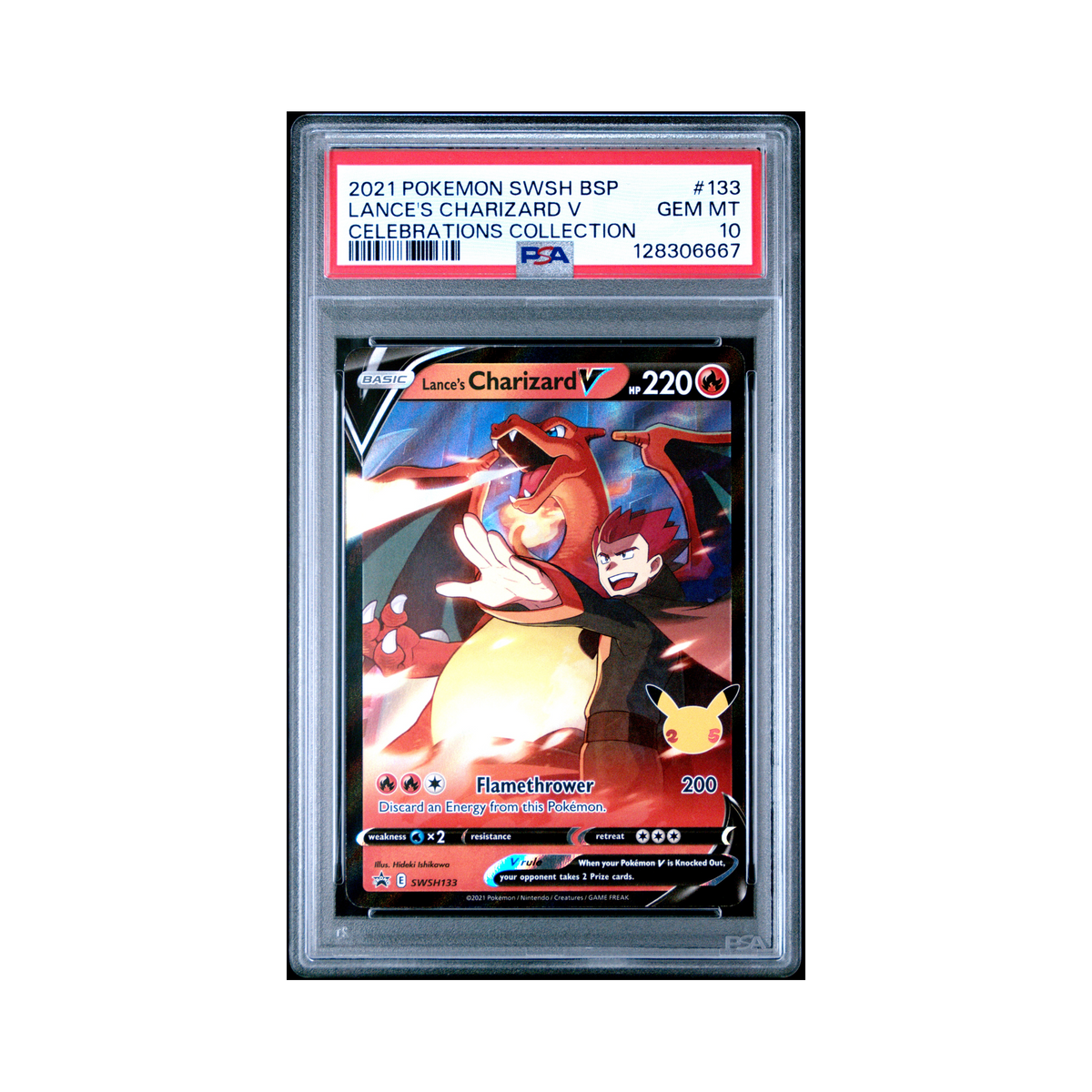 2021 Pokemon SWSH Black Star Promo Lance's Charizard V #133 PSA 10