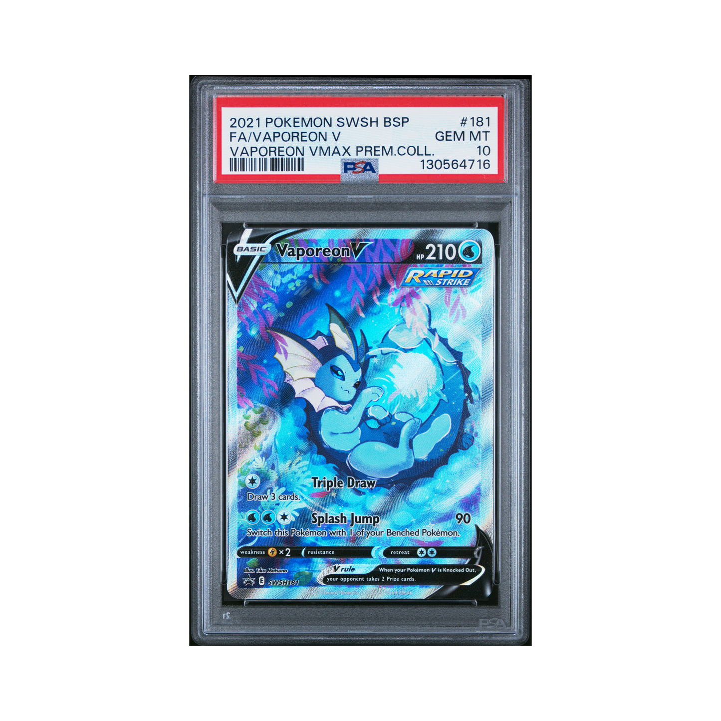 2021 Pokemon SWSH Black Star Promo Vaporeon V #181 PSA 10