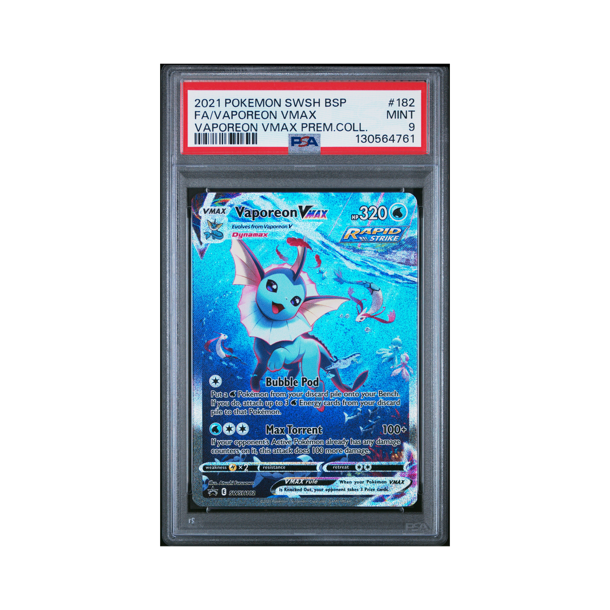 2021 Pokemon SWSH Black Star Promo Vaporeon VMAX #182 PSA 9