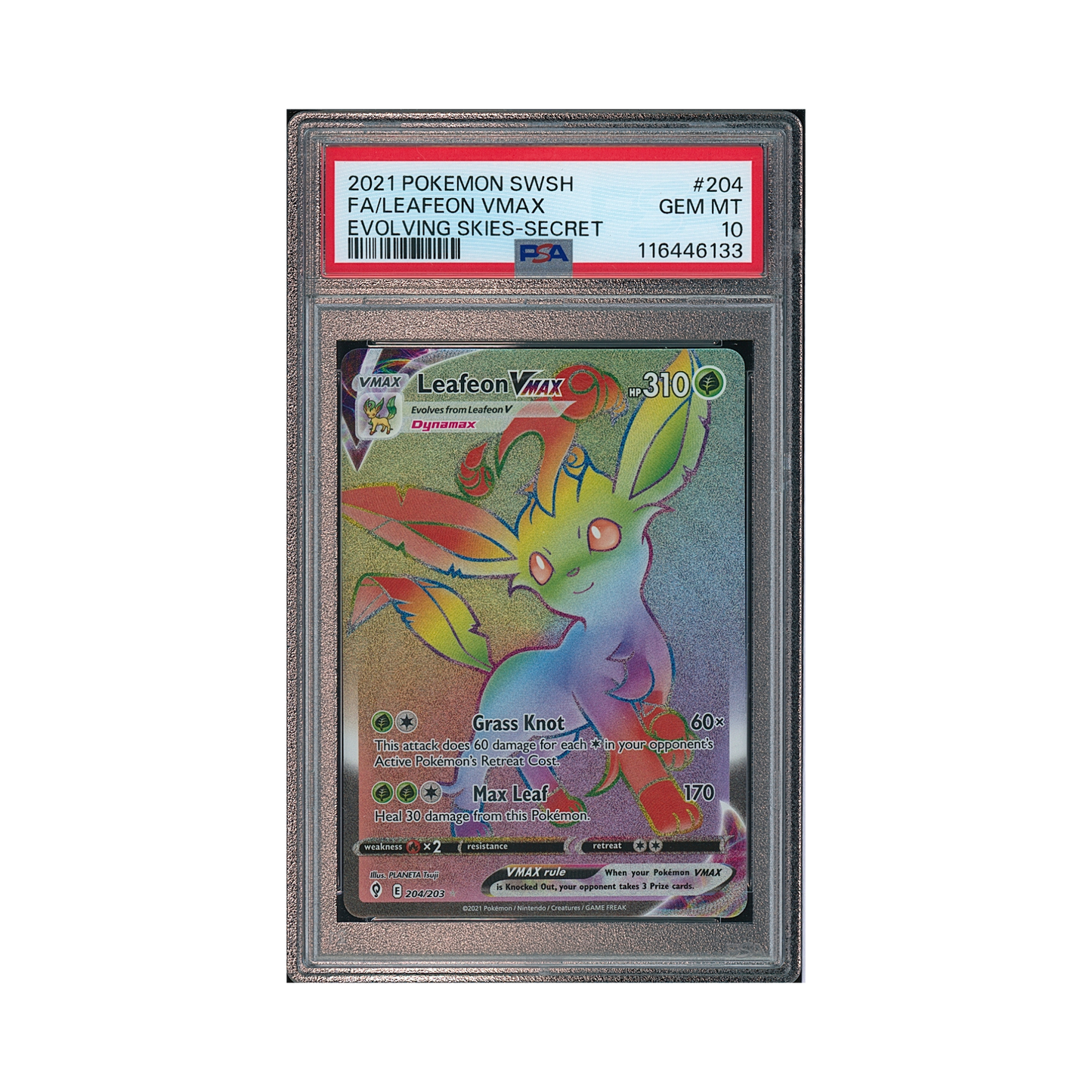 2021 Pokemon Sword & Shield Evolving Skies Leafeon VMAX #204 PSA 10