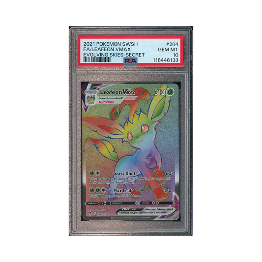 2021 Pokemon Sword & Shield Evolving Skies Leafeon VMAX #204 PSA 10
