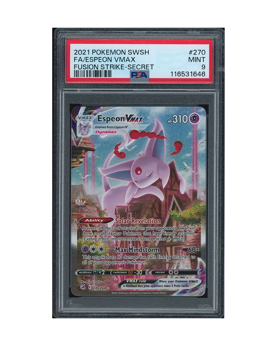 2021 Pokemon Sword & Shield Fusion Strike Espeon VMAX #270 PSA 9