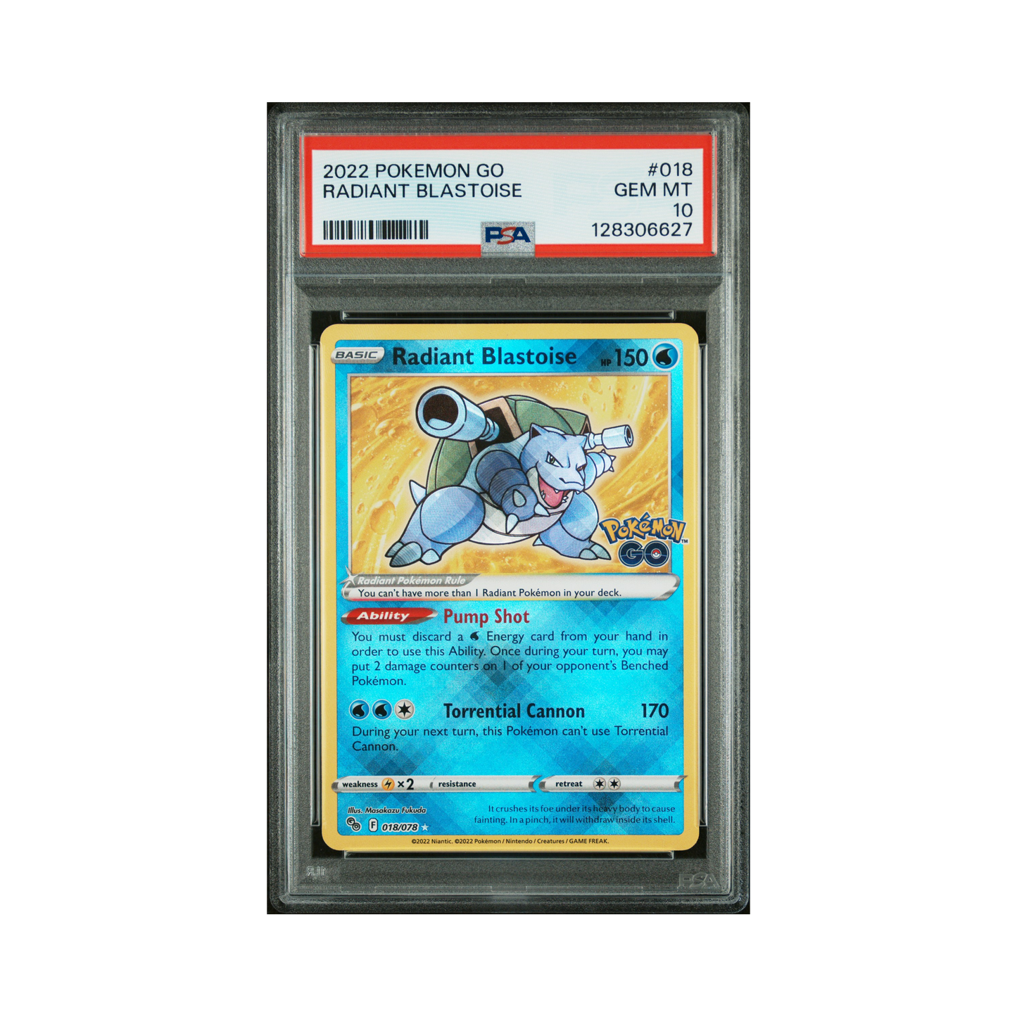 2022 Pokemon Go Radiant Blastoise #018 PSA 10