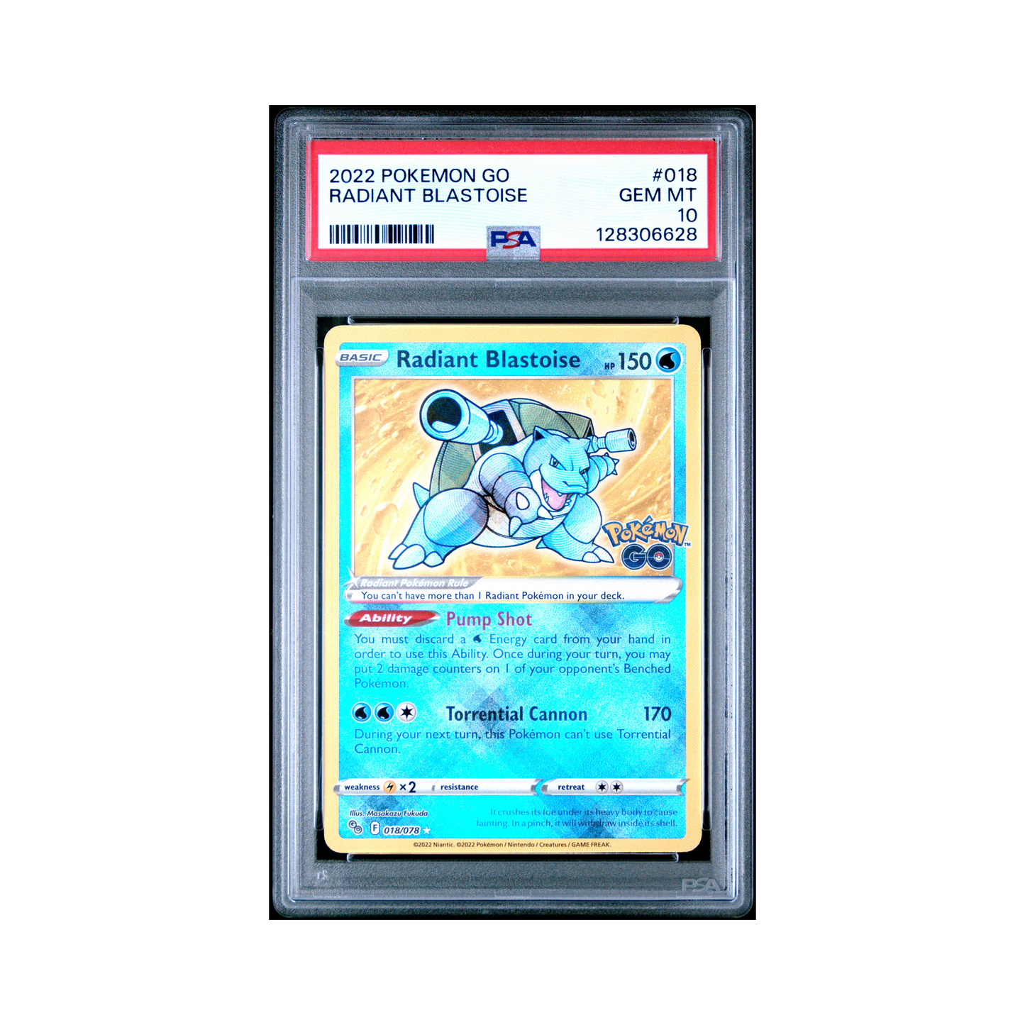 2022 Pokemon Go Radiant Blastoise #018 PSA 10