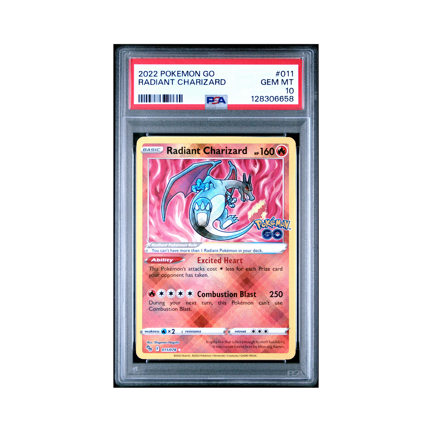 2022 Pokemon Go Radiant Charizard #011 PSA 10