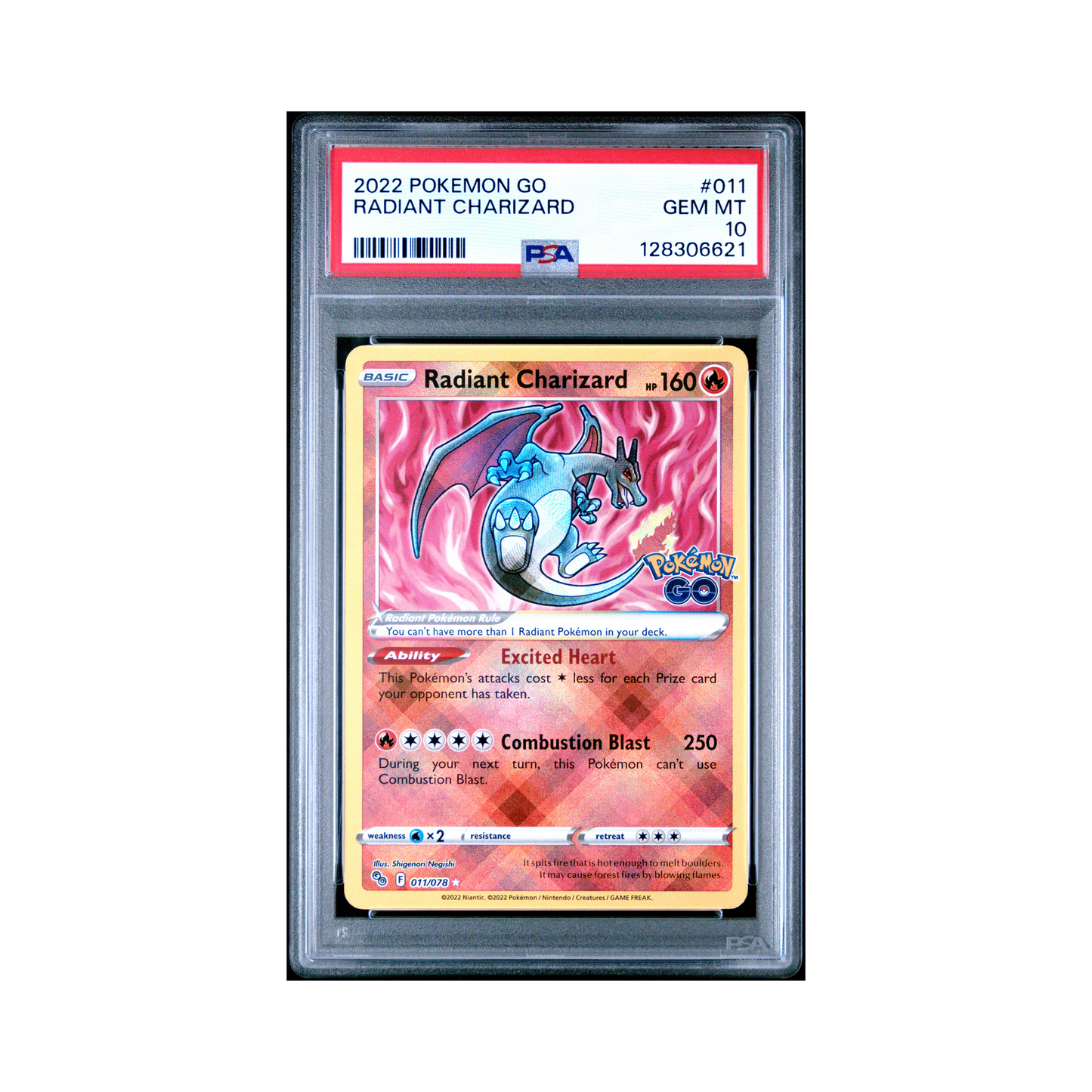 2022 Pokemon Go Radiant Charizard #011 PSA 10