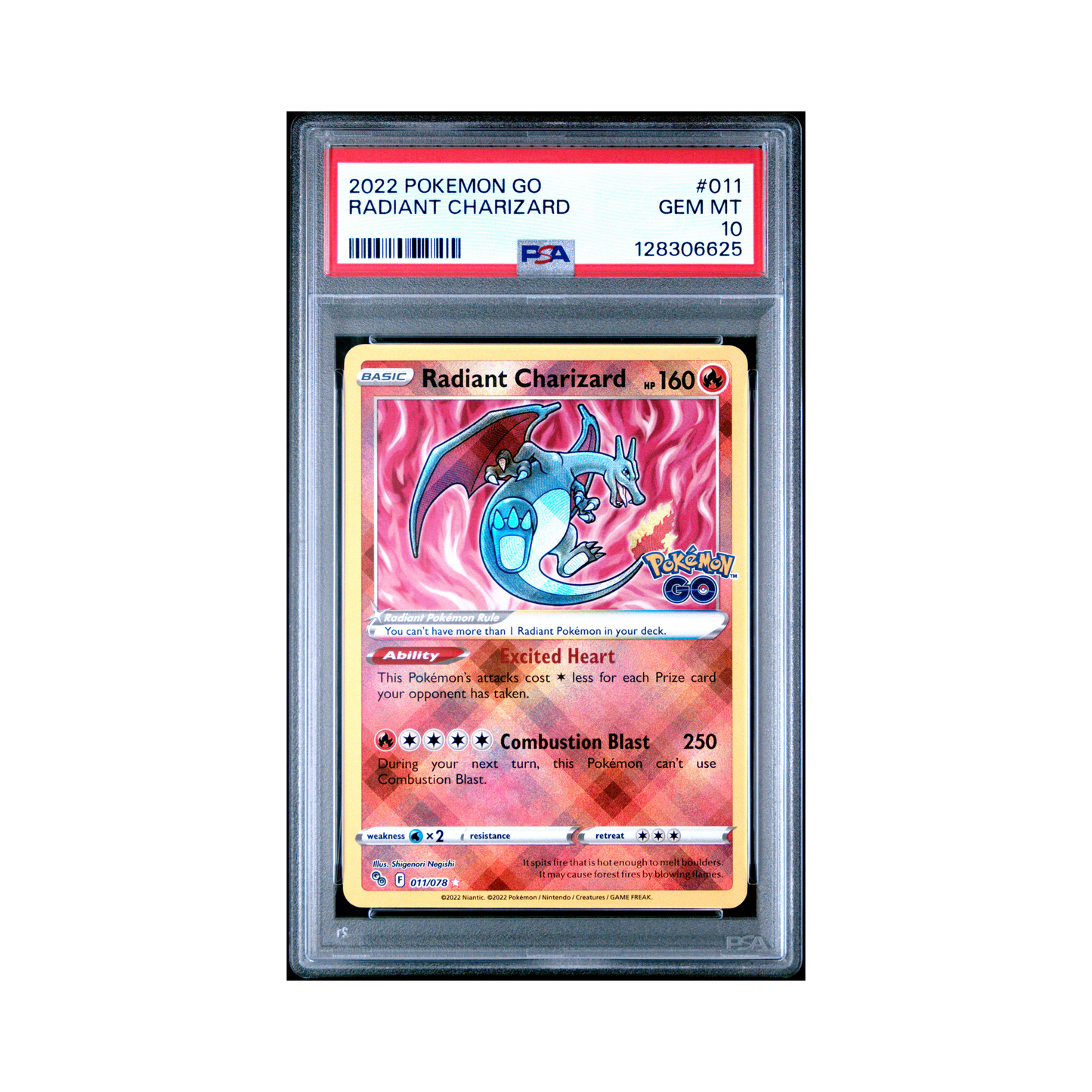 2022 Pokemon Go Radiant Charizard #011 PSA 10